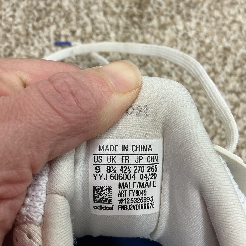 adidas White Sneakers with Red & Blue Stripe Accents - Picture 12 of 12